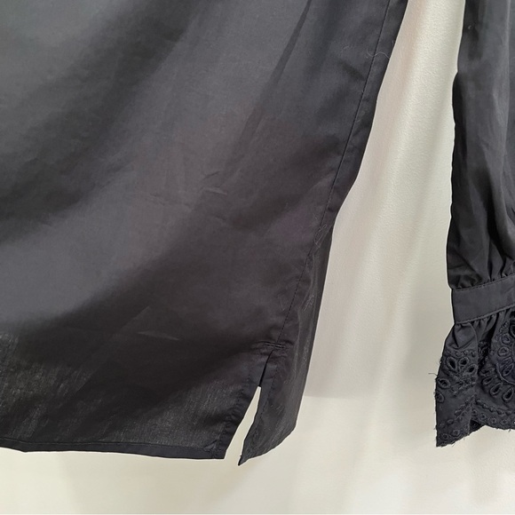 NWT J.Crew Womens Size Small Black Eyelet-Embroidered V-Neck Blouse Top Cotton - Picture 9 of 15